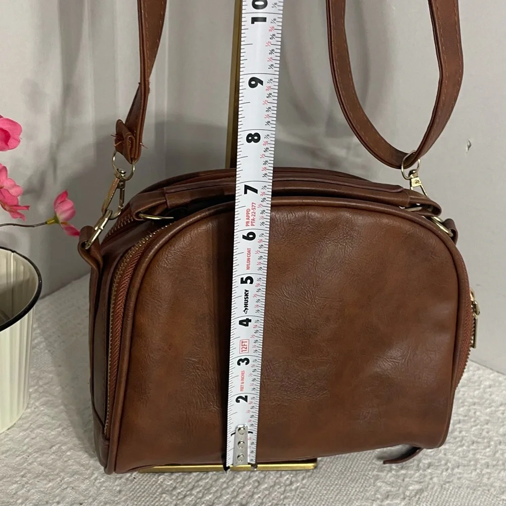 Geometric Appliqué Korean Style Crossbody Bag‎  Brown